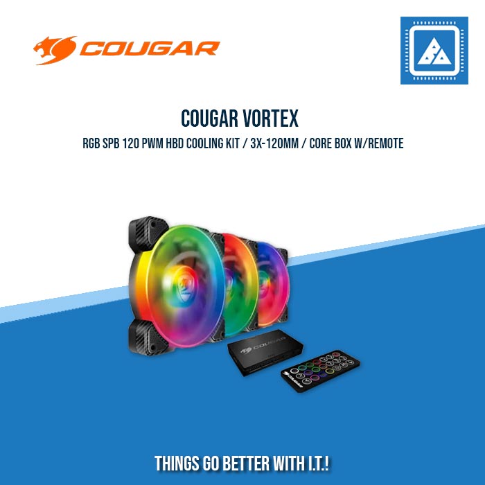 COUGAR VORTEX RGB SPB 120 PWM HBD COOLING KIT / 3X-120MM / CORE BOX W/REMOTE COUGAR VORTEX RGB SPB 120 PWM HBD COOLING KIT / 3X-120MM / CORE BOX W/REMOTE